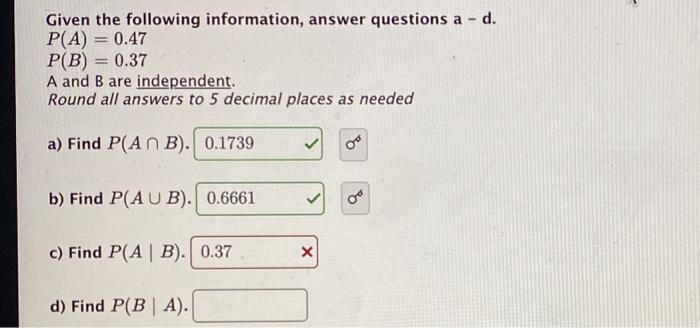 Solved Given the following information, answer questions a - | Chegg.com