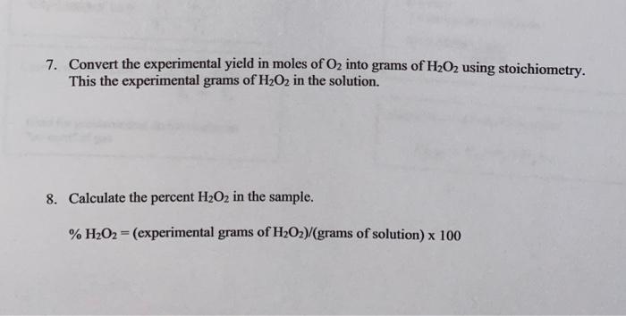 Lab 10 Finding the Percent H2O2 with Catalase from | Chegg.com