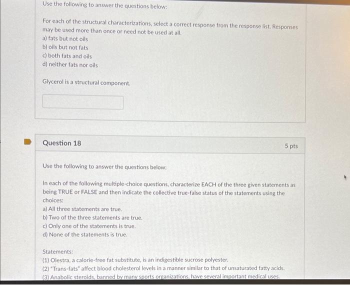 Solved Use the following to answer the questions below: For | Chegg.com