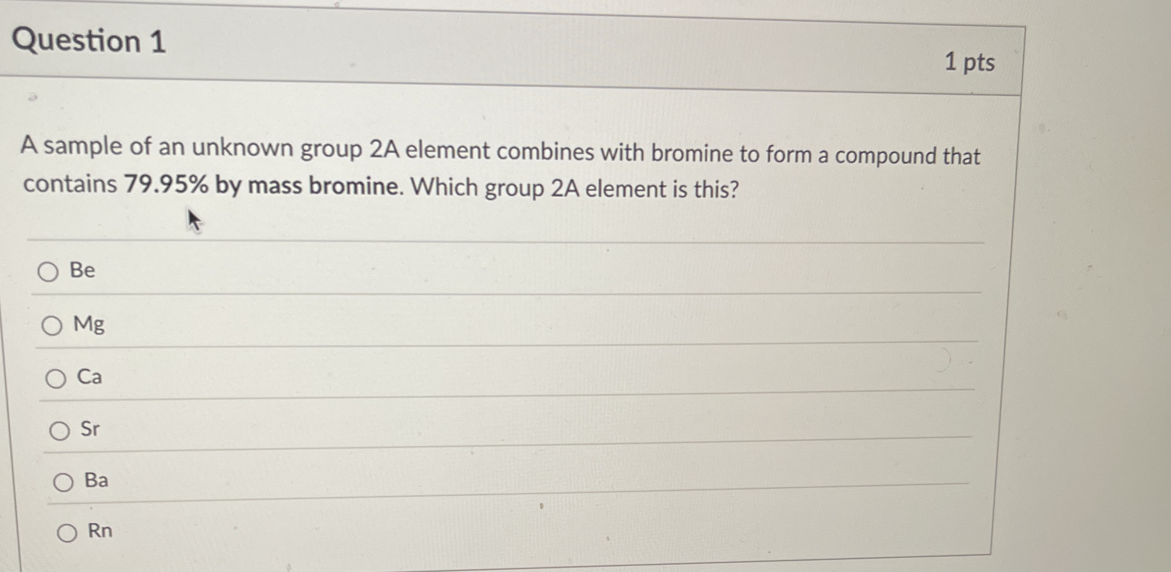 Question 11 ﻿ptsA sample of an unknown group 2 ﻿A | Chegg.com