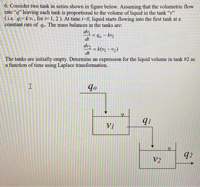 Solved 6. Consider two tank in series shown in figure below. | Chegg.com