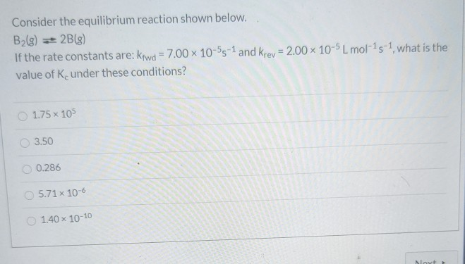 Solved Consider the equilibrium reaction shown below. B2(g) | Chegg.com