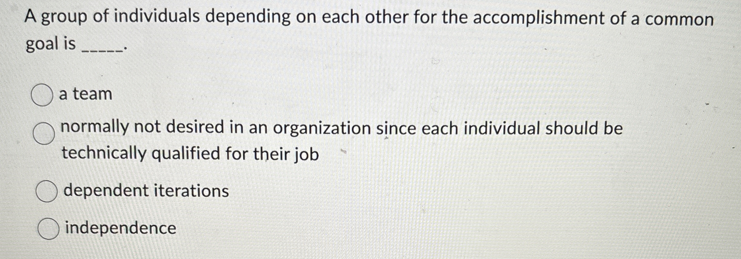 Solved A group of individuals depending on each other for | Chegg.com