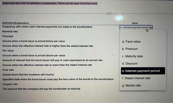 Solved Match Each Term With Its Definition Or Explanation