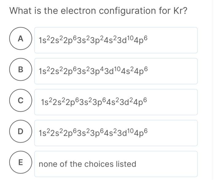 electron configuration for krypton