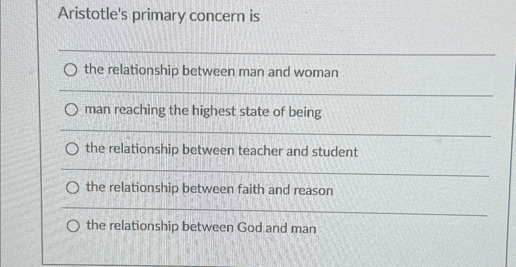 Solved Aristotle's primary concern isthe relationship | Chegg.com