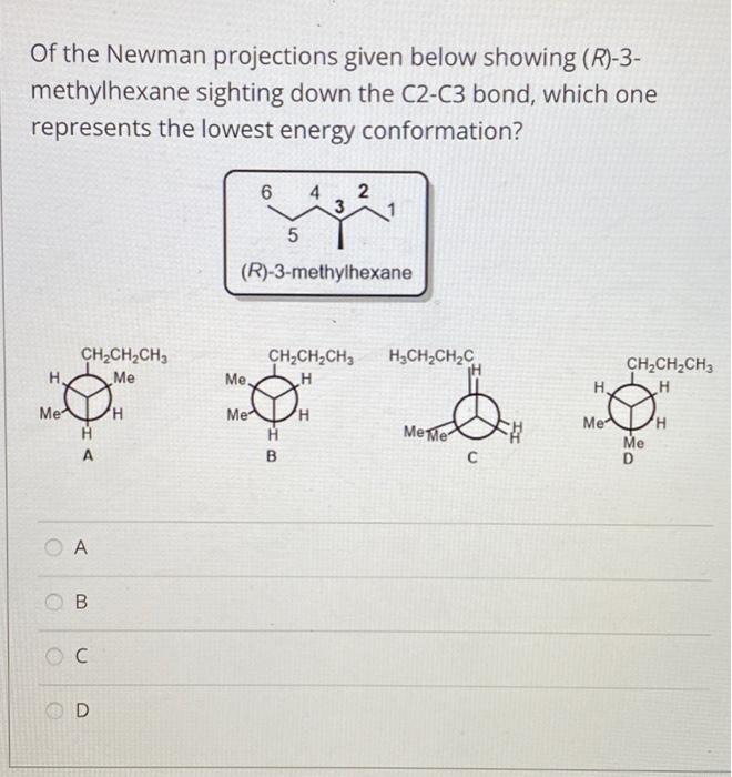 3 projection de Newman méthylhexane