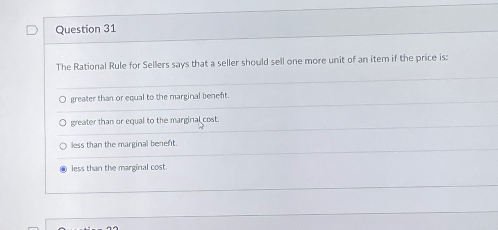 Solved Question 31The Rational Rule for Sellers says that a | Chegg.com