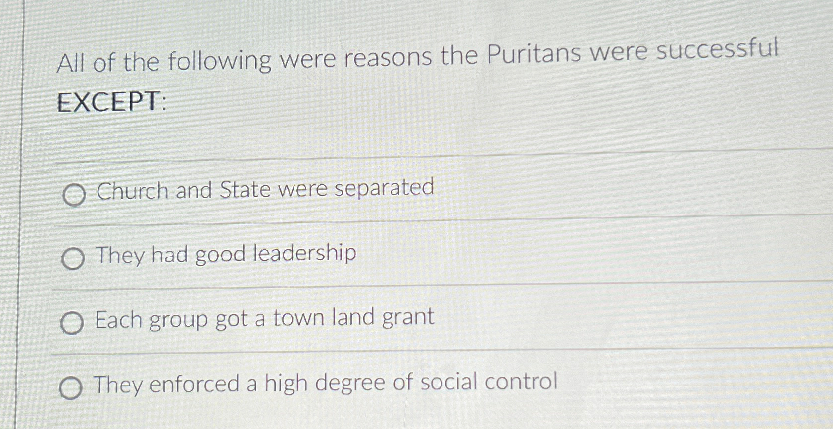 Solved All of the following were reasons the Puritans were | Chegg.com