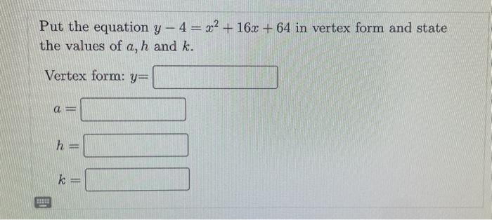 y x 2 6x 16 in vertex form