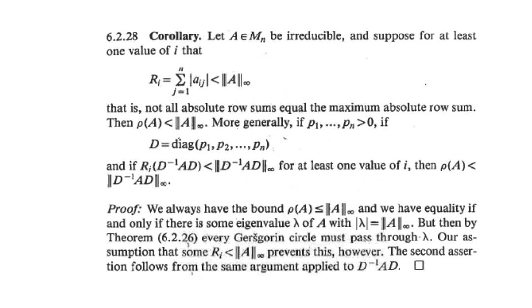 Solved 6.2.P1 Let A Mn be irreducible and suppose that n 2