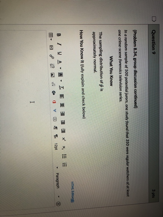 Solved D Question 9 3 pts (Problem 8.34, group discussion | Chegg.com