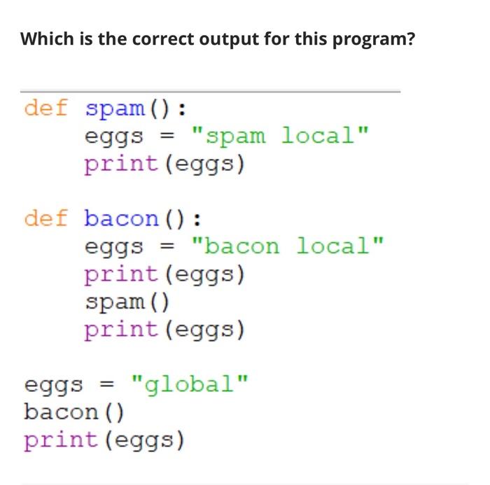 Solved Which is the correct output for this program? | Chegg.com