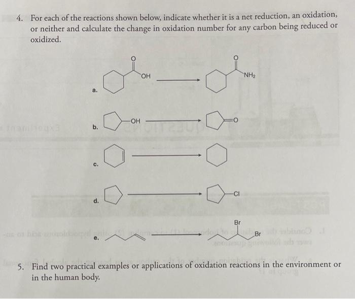 Solved 4. For each of the reactions shown below, indicate | Chegg.com