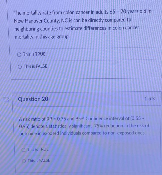 The mortality rate from colon cancer in adults 65−70 | Chegg.com