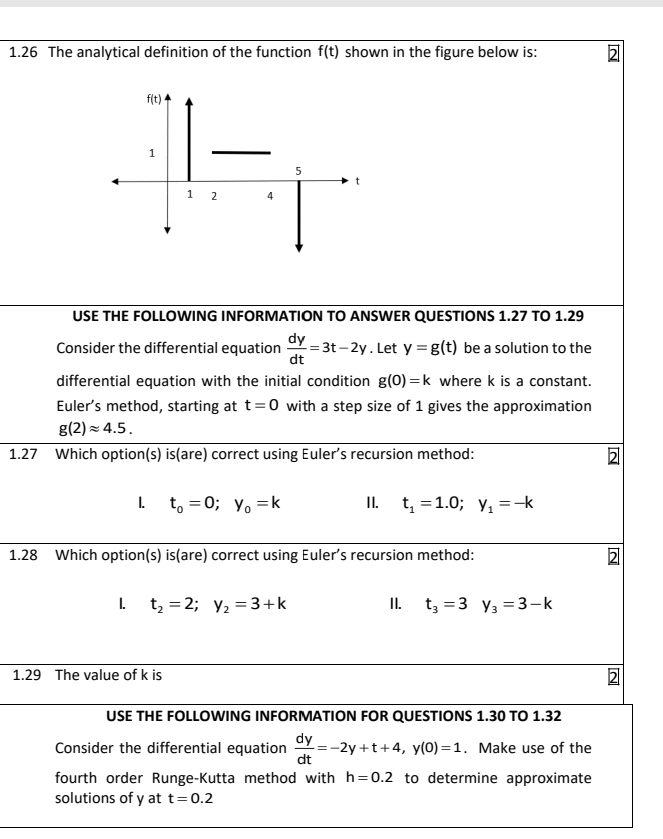 Solved 1 26 The Analytical Definition Of The Function F T Chegg Com