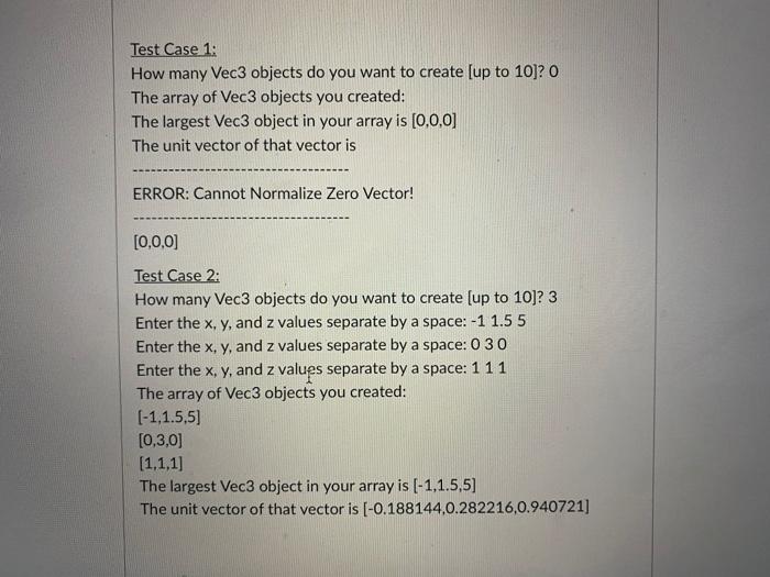Solved 1. Write a class called Vec3 with private data for | Chegg.com