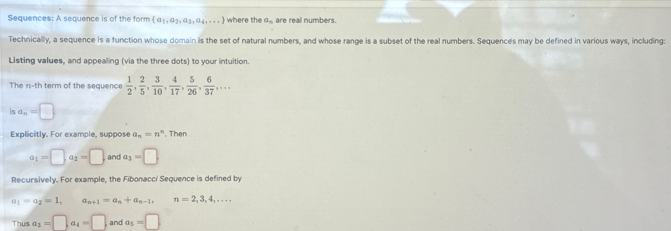 Solved Sequences: A sequence is of the form | Chegg.com