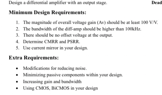 Solved Design a differential amplifier with an output | Chegg.com