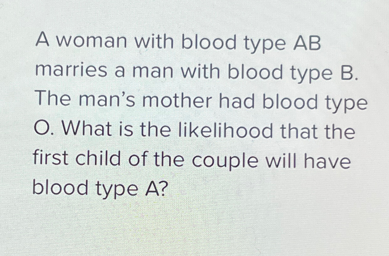 Solved A Woman With Blood Type AB Marries A Man With Blood | Chegg.com