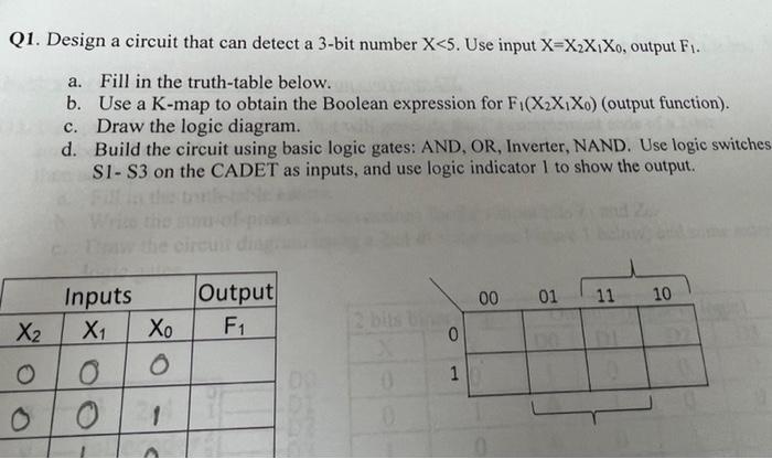 Solved Q1. Design a circuit that can detect a 3-bit number | Chegg.com