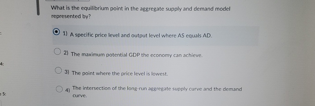 Solved What is the equilibrium point in the aggregate supply | Chegg.com