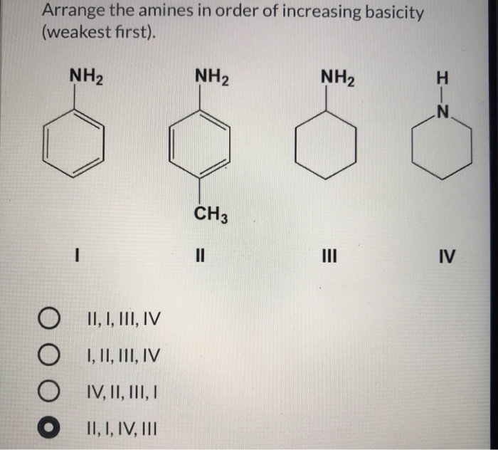 Solved Arrange the amines in order of increasing basicity | Chegg.com