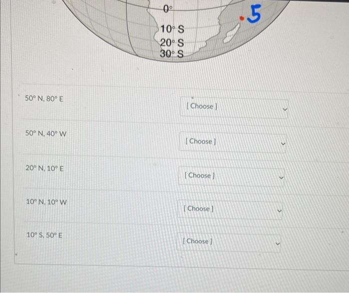 Solved Match the latitude and longitude (location) to the | Chegg.com
