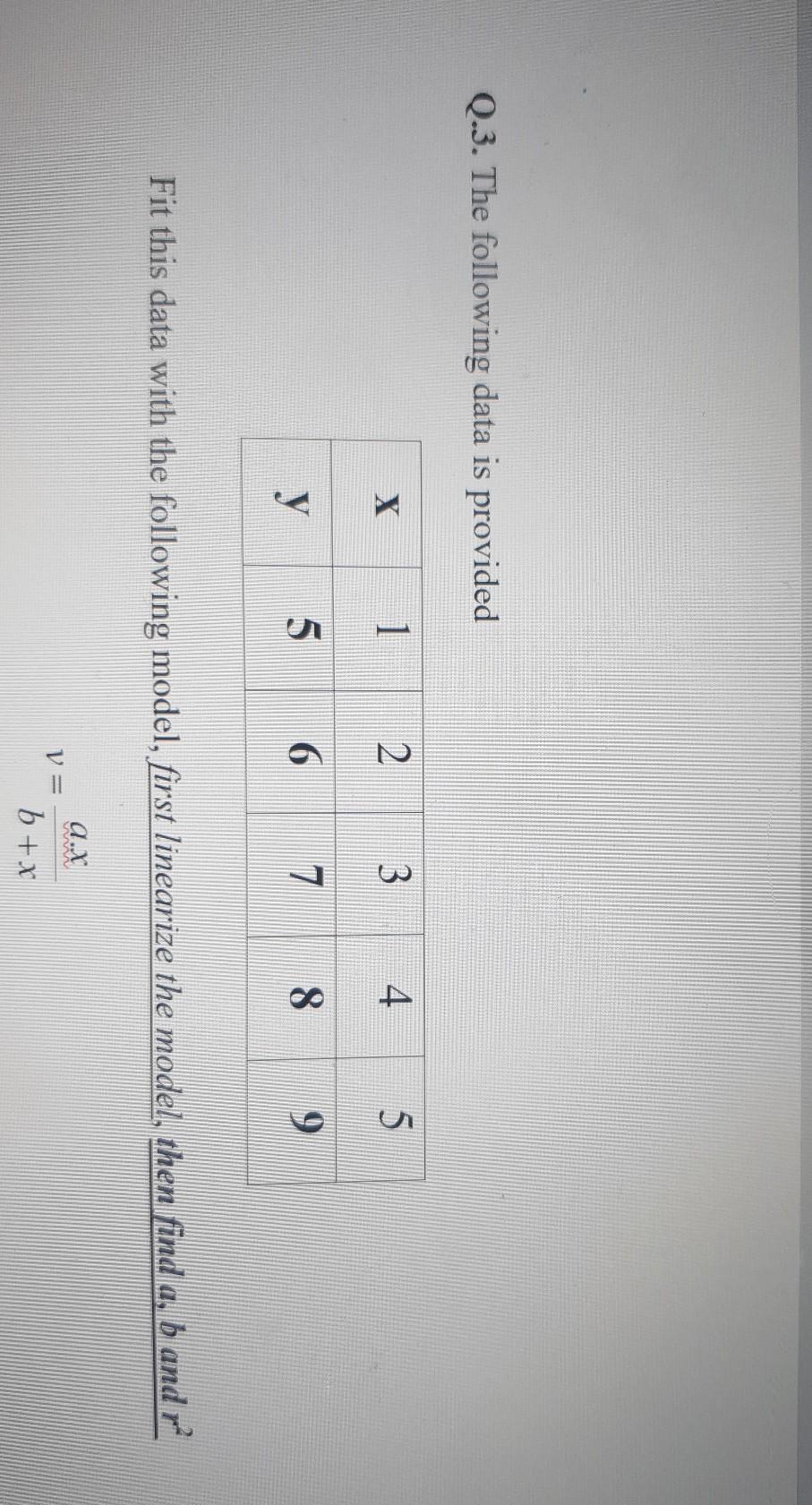Solved Q.3. The following data is provided Х 1 2 3 4 5 y 5. | Chegg.com