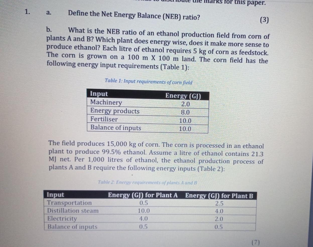 Solved RS for this paper. 1. a. Define the Net Energy