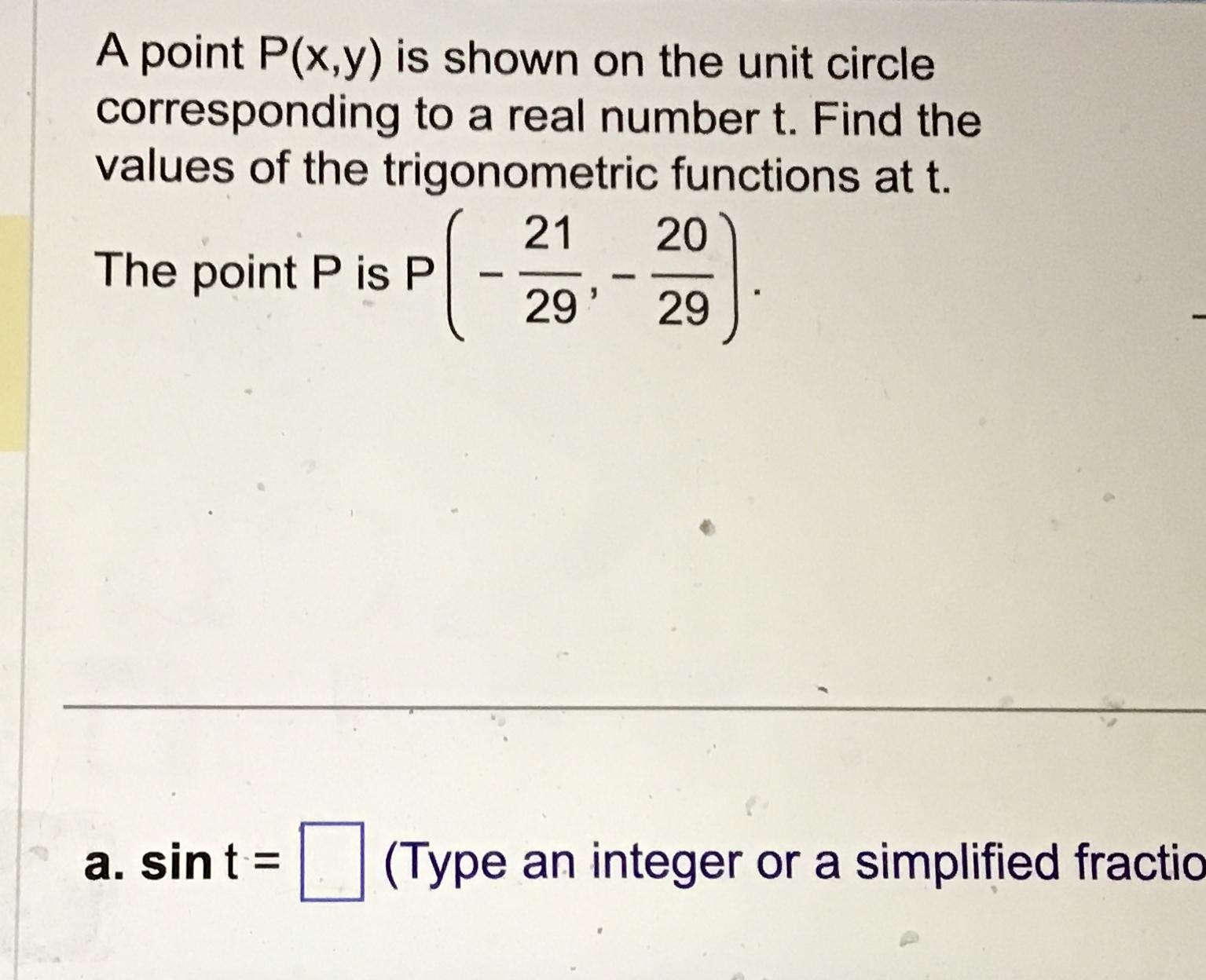 Solved A point P(x,y) ﻿is shown on the unit circle | Chegg.com