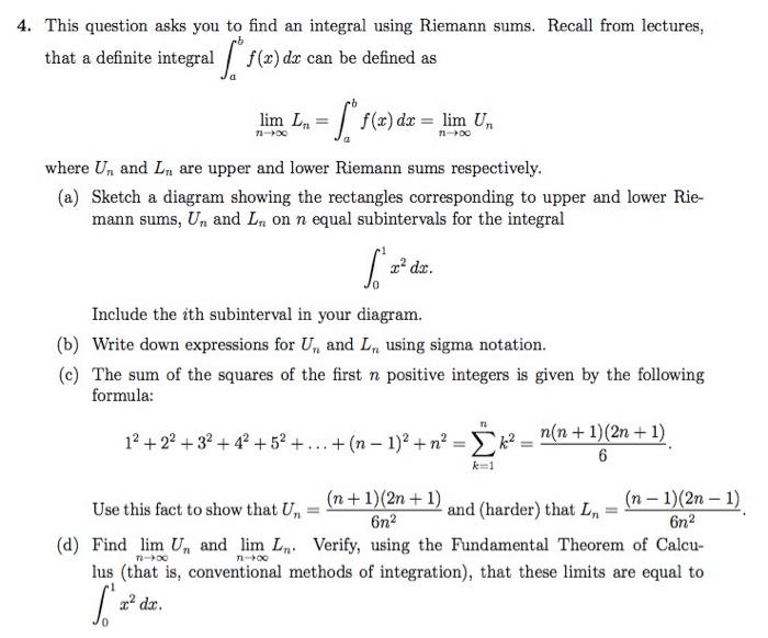 Solved 4. This question asks you to find an integral using | Chegg.com