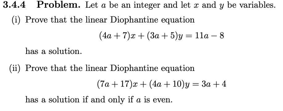 Solved 3.4.4 ﻿Problem. Let a ﻿be an integer and let x ﻿and y | Chegg.com