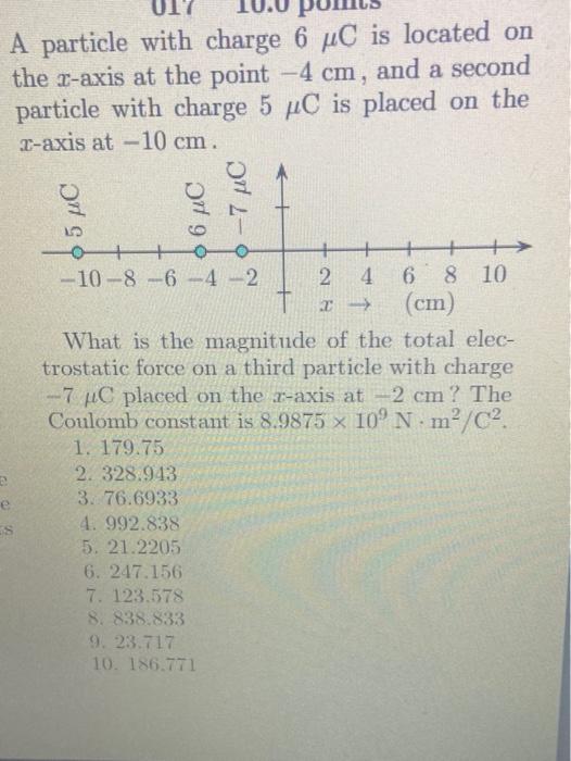 Solved A particle with charge 6 C is located on the z-axis | Chegg.com