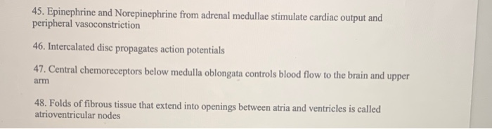 Solved 45. Epinephrine and Norepinephrine from adrenal | Chegg.com