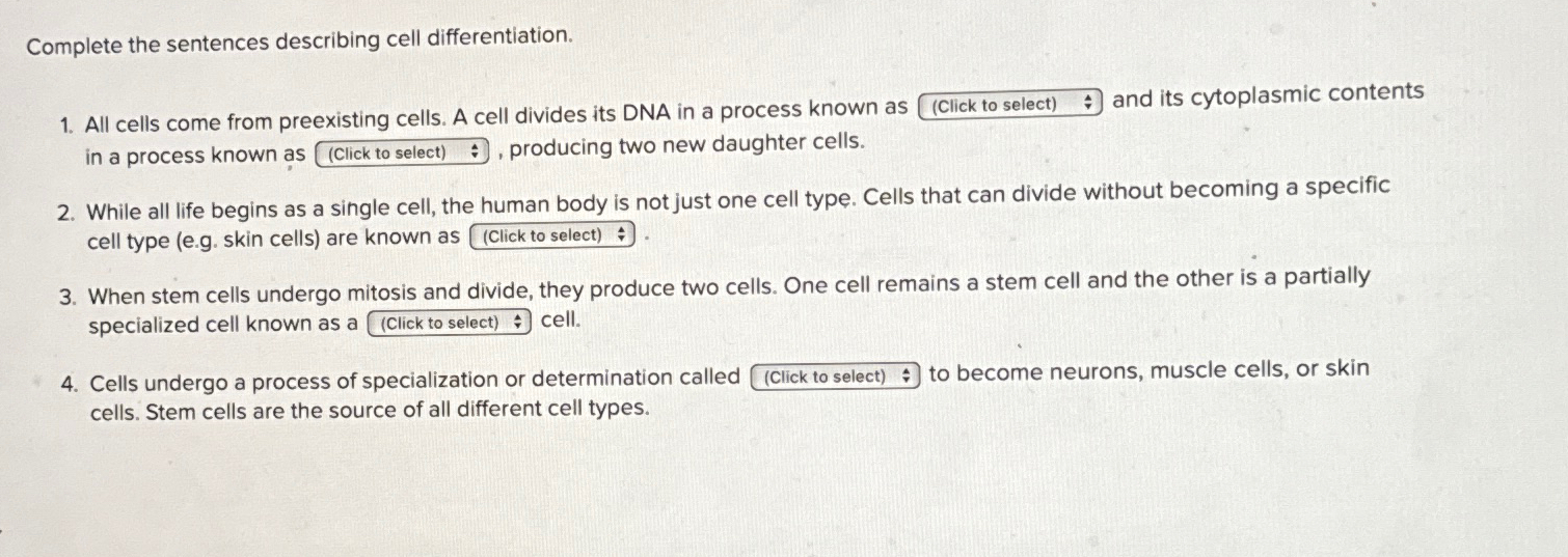 Solved Complete the sentences describing cell | Chegg.com