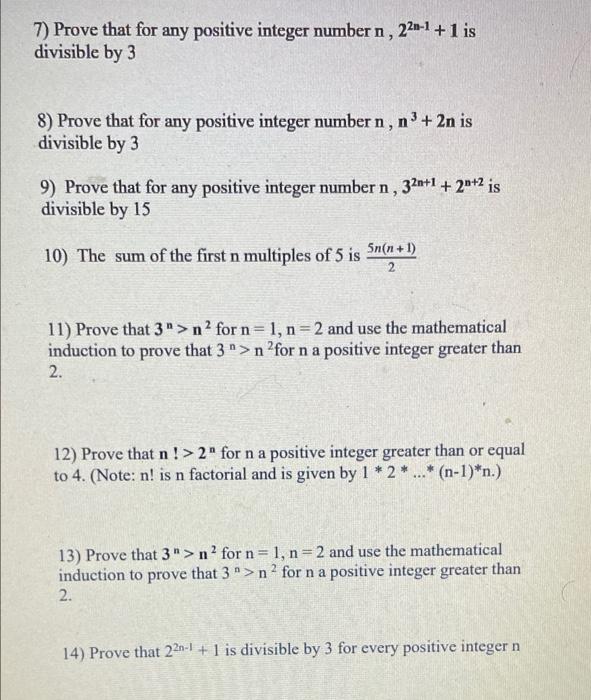 Solved 7) Prove that for any positive integer number n , | Chegg.com