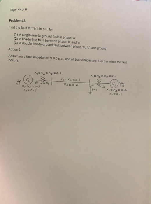 Solved Page-4-of 6 Problem # 2 . Find the fault current in | Chegg.com