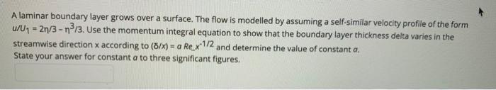 Solved A laminar boundary layer grows over a surface. The | Chegg.com