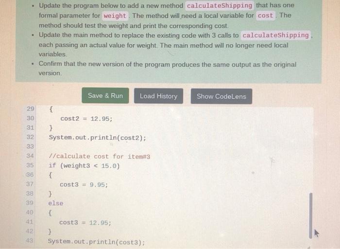 Solved Update the program below to add a new method | Chegg.com
