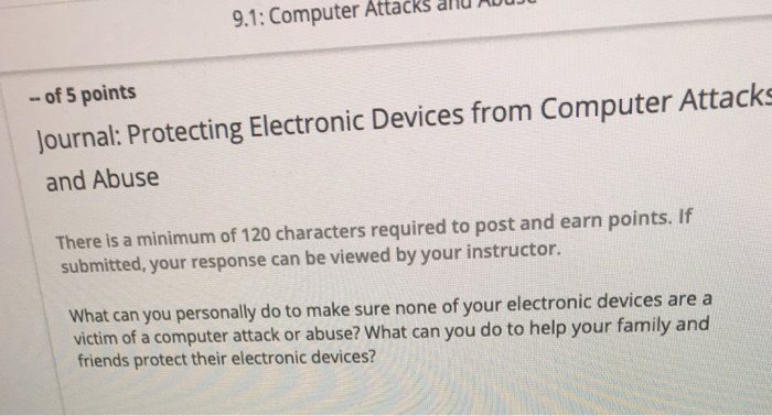 9 1 Computer Attacks All Of 5 Points Journal Chegg Com