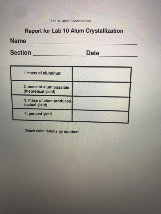 crystallization of alum experiment