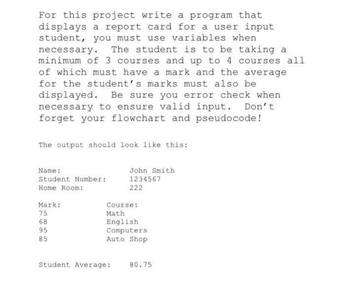Solved For this project write a program that displays a | Chegg.com