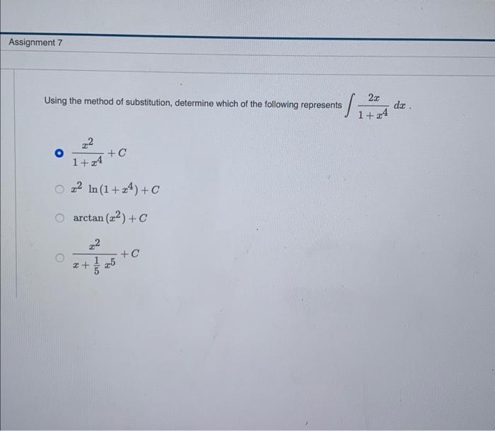 Solved Assignment 7 Using The Method Of Substitution, | Chegg.com