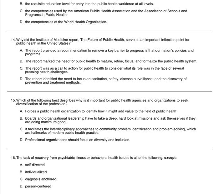 Solved 13. In 2016, Council on Education for Public Health | Chegg.com