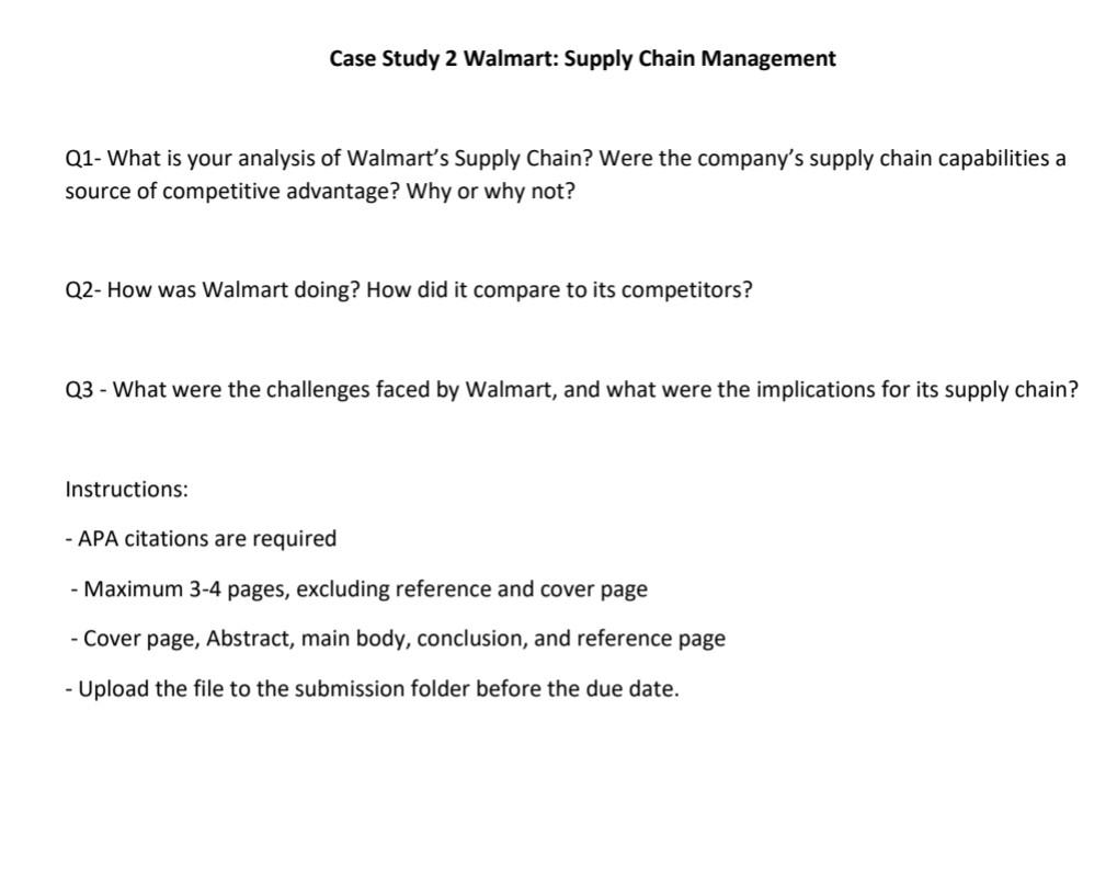 walmart supply chain management practices case study solution