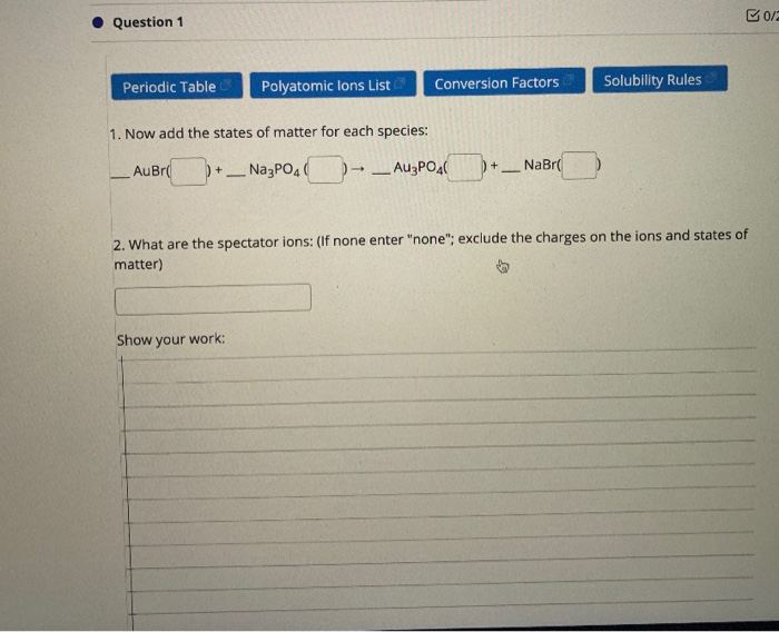 Solved Question 1 Go Periodic Table Polyatomic Lons List Chegg Com