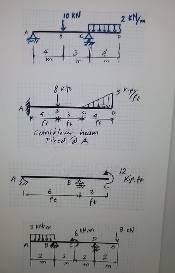 Solved Please draw shear diagram and moment diagrams with | Chegg.com