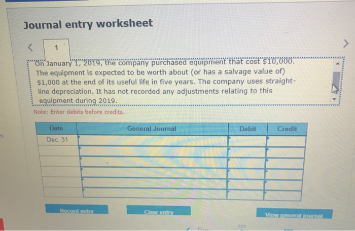 Solved: Journal Entry Worksheet On January 1, 2019, The Co... | Chegg.com
