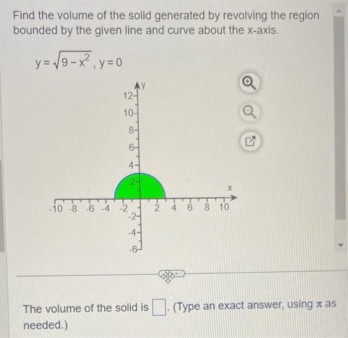 Solved Find the volume of the solid generated by revolving | Chegg.com